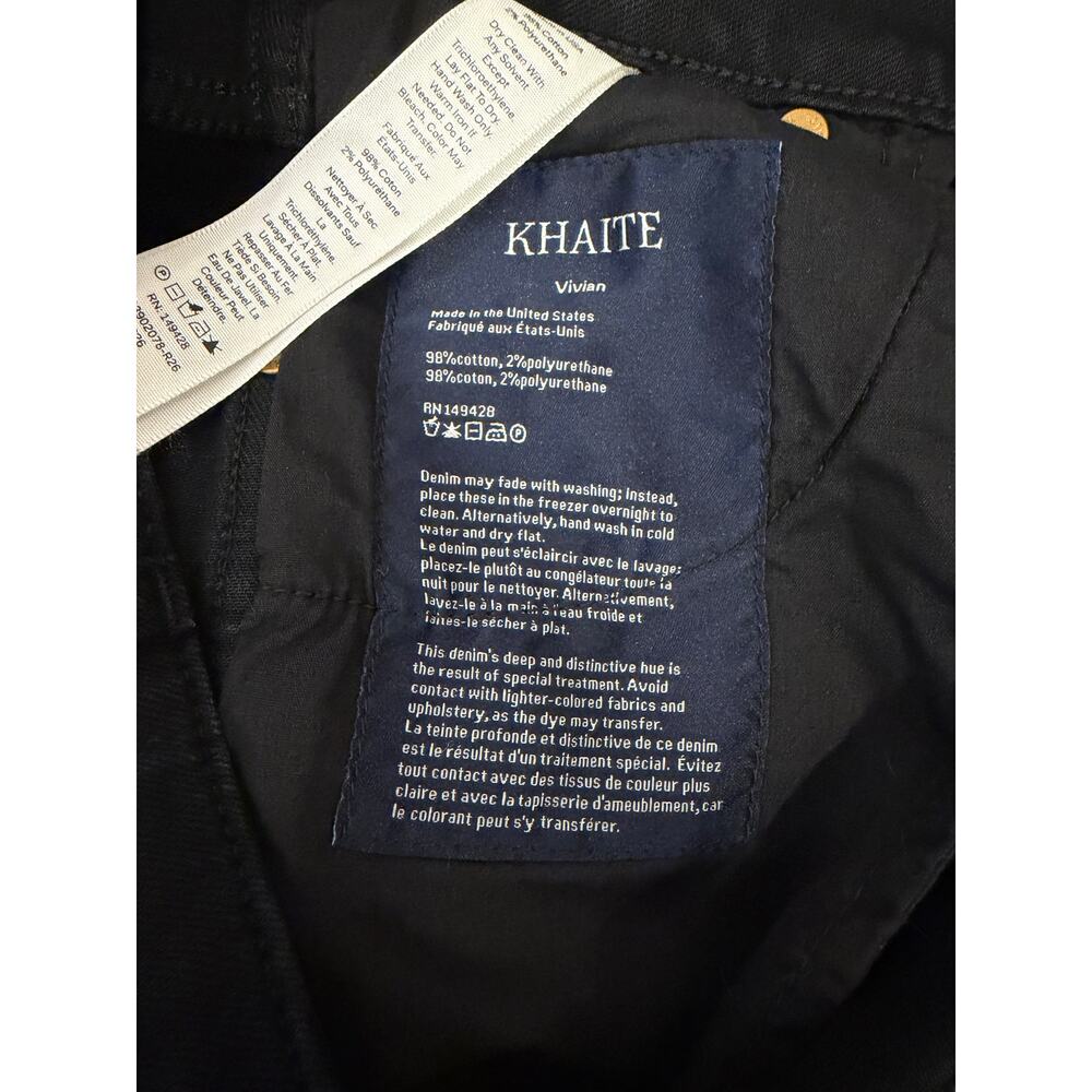 KHAITE Vivian Stretch Jeans Carlyle Black Size 26 Straight Leg Excellent - Picture 10 of 10